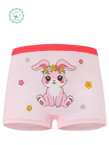 4 piezas/paquete Bragas suaves y cómodas con lindo diseño de conejo y zanahoria para niñas - Multicolor - Ver 3
