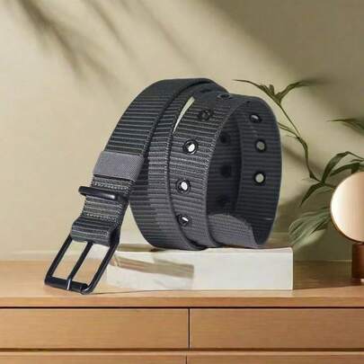 1/3pcs Unisex Multi-Hole Buckle Canvas Belt, Casual Versatile For Jeans, Youth, Outdoor, Military Training, Durable Buckle Canvas Belt, Extra Long Men's Leather Belt