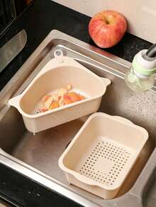 Triangle Kitchen Sink Sponge Holder, Corner Drain Rack, Cup And Vegetable Storage Rack, Large Capacity Drainage Hanging Rack, Sink Filter Basket - View 4