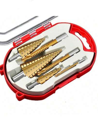 Bộ 6 mũi khoan bậc thang, dao phay hợp kim titan 4-12mm, 4-20mm, 4-32mm, 3mm, 6mm, 8mm, thích hợp cho chế biến gỗ, khoan lõi kim loại, phụ kiện dụng cụ