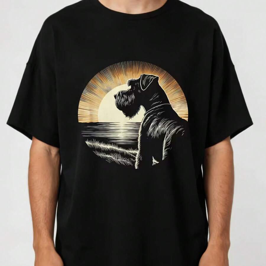 Printed T-Shirt For Men And Women - Black - View 1