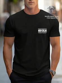 Single Item, Not A 3-Piece Set. Set Of 1 T-Shirt With New Delhi City Print - Casual Short Sleeve Crew Neck T-Shirts With Delhi Landmarks And Lettering, Comfortable Slim Fit Suitable For Daily Wear, Travel Souvenir Gift, Urban Style, Machine Washable - 白色 - 查看 3