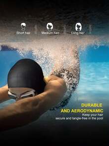 1pc Silicone Swim Cap With Ear Protection, Suitable For Adults And Teens, Protects Long Hair, Excellent Elasticity, Beach Essential Accessory, Swimming Pool Float - Multicolor - View 2