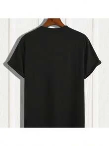 Camiseta de talla grande para hombre con el eslogan "No perturbes mi paz/felicidad/esfuerzo" - diseño vintage con eslogan impactante, camiseta de manga corta con cuello redondo de algodón pesado de 180 g, adecuada para uso casual en todas las estaciones. - Negro - Ver 3