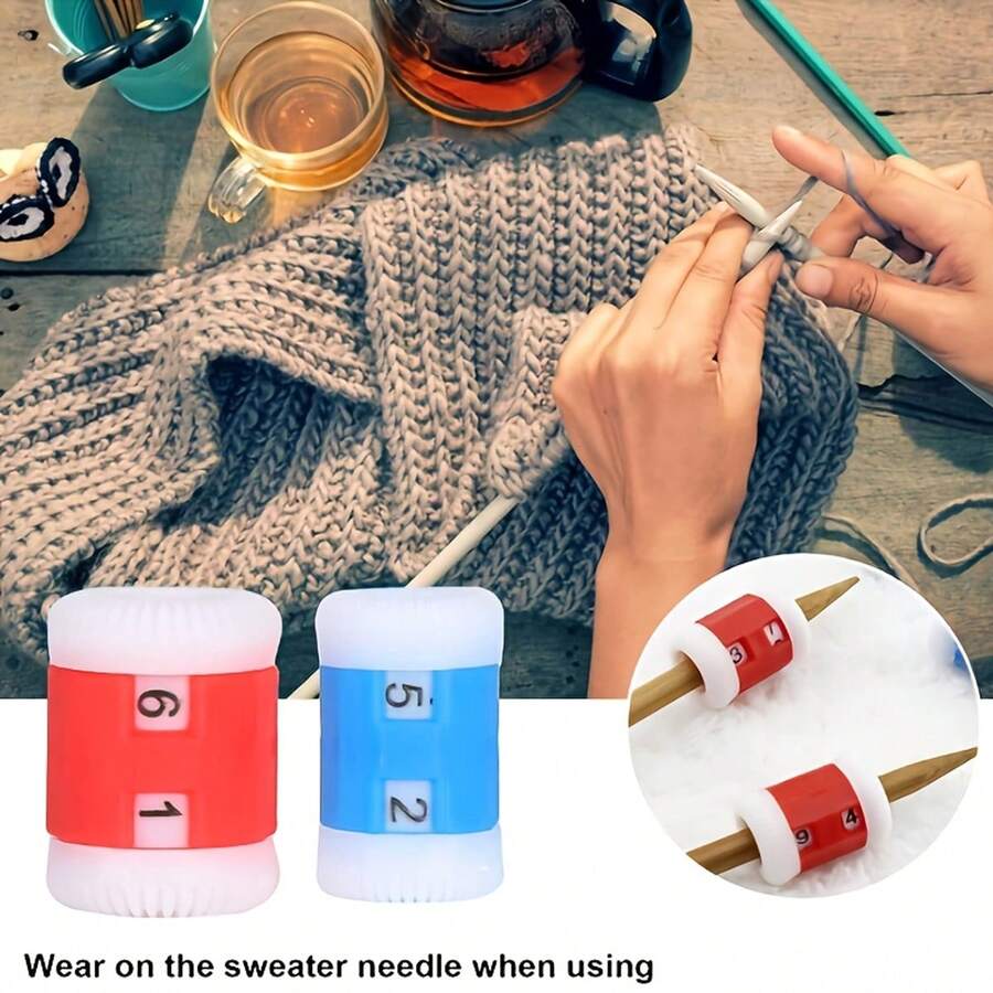 4/1pcs Manual Knitting Row Counter, Red/Blue Handheld Knitting Marker, Knitting Row Counter, Hand-Knitting Tool Row Counter, Suitable For Knitting Markers, Row Counting Rings, Sewing And Craft Accessories, Perfect For DIY Beginners