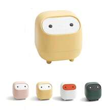 Mini cubo de basura con tapa, lindos botes de basura de escritorio , cubo de basura pequeño, cubo de basura de plástico para oficina para tocador de baño, escritorio, - Rosa - Ver 1