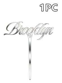 1/3/5pcs Customizable Name Cake Topper, Available In Silver, Gold And Rose Gold. Made Of Mirror Acrylic, Can Customize Text According To Needs, Suitable For Birthday, Wedding, Baby Shower, Graduation, Anniversary And Other Celebration Events. Reusable For Any Occasion. - Multicolor - View 15
