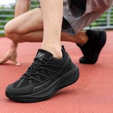 Carbon Plate Rebound Running Shoes, Lightweight Competitive Sports Sneakers For Students, Suitable For Long-Distance Running, Unisex Design - Black - View 4