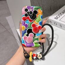 Disney Mickey Mouse Clubhouse Phone Case : 3D Fluffy Pattern Border Protector Phone Soft Phone Case With A Free Cute Mickey Bracelet Chain Lanyard, Mickey, Minnie, Goofy, Donald Duck, Daisy Duck, Pluto, For Apple 17 Promax 17 Pro 16 15 14 13 12 11 Pro Max XS Max X XR Soft Cover Summer Phone Case - 白色 - 查看 1