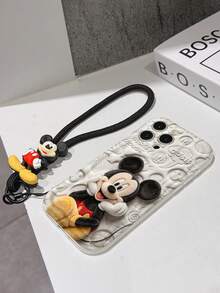 Disney Mickey Mouse Clubhouse Phone Case : 3D Fluffy Pattern Border Protector Phone Soft Phone Case With A Free Cute Mickey Bracelet Chain Lanyard, Mickey, Minnie, Goofy, Donald Duck, Daisy Duck, Pluto, For Apple 17 Promax 17 Pro 16 15 14 13 12 11 Pro Max XS Max X XR Soft Cover Summer Phone Case - trắng - Xem 7