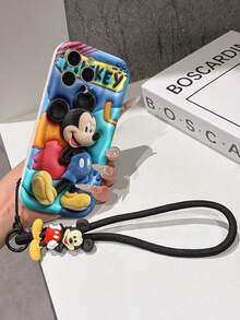 Disney Mickey Mouse Clubhouse Phone Case : 3D Fluffy Pattern Border Protector Phone Soft Phone Case With A Free Cute Mickey Bracelet Chain Lanyard, Mickey, Minnie, Goofy, Donald Duck, Daisy Duck, Pluto, For Apple 17 Promax 17 Pro 16 15 14 13 12 11 Pro Max XS Max X XR Soft Cover Summer Phone Case - trắng - Xem 6