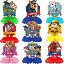 Paw Patrol 1套/9件 汪汪隊立體蜂巢桌飾，可愛卡通狗狗巡邏主題桌面裝飾，包含阿奇、天空中、小礫、洛奇、艾薇和祖馬，適合兒童生日派對、派對場地布置、節慶慶祝、室內外活動 - 彩色 - 查看 1