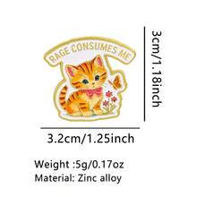Funny Quirky Orange Cat Brooch, Creative Bow Tie Cat Shape English Slogan Brooch, Niche Design Versatile Casual Commute Outfit Accessory Decorative Brooch - A - View 6