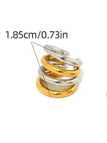 1件夏季粗线18k镀金女士不锈钢耳夹，简约饰品，适合日常度假佩戴 - 多色3 - 查看 6