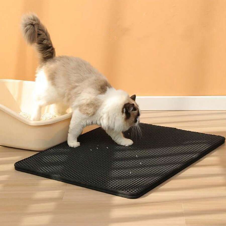 防水防漏可折叠猫砂垫，宠物地毯垫，猫咪清洁用品 - 灰色 - 查看 1
