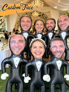 Personalized Inflatable Groom Doll Face Shaped Customizable Bride Groom Head Photo Provided For Bachelor Party Wedding Gift Bridal Shower Photo Props Inflatable Model Groom Face Doll - Multicolor - View 4