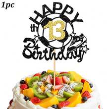1件/3件装足球主题生日蛋糕装饰 - 闪光蛋糕插牌，足球鞋设计，适合生日派对用品 - 彩色 - 查看 10