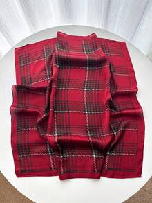 1pc Women's Spring And Summer Flower Print Square Scarf Imitation Silk 70 Small Square Scarf Shawl Neck Protection Bib Professional Scarf Warm Suitable For Daily Use,Holiday,Travel Essential - Red - View 3