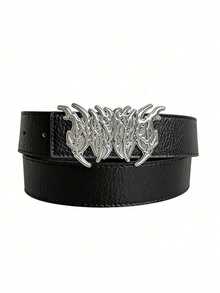 1 pieza Cinturón de moda para hombres con diseño de llamas - Equipado con hebillas de metal exquisitas. Adecuado para uso diario, estilo callejero, trabajo, fiestas y chaquetas de viaje, verano, ropa casual escolar, atuendo de negocios, regalos para novio/esposo/padre/hombre, atuendos diarios, artículos de moda, adolescentes, actividades al aire libre, vacaciones, deportes, viajes, estilo callejero, estilo bohemio - Multicolor - Ver 8