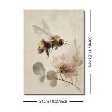 1pc Framed/Unframed Vintage Beed Floral Cottagecore Canvas Poster Cozy Botanical Insect Rustic Wall Art Print Minimalist Farmhouse Decor Retro Scroll Painting For Dorm,Office,Living Room,Modern Home Decoration - A - View 10