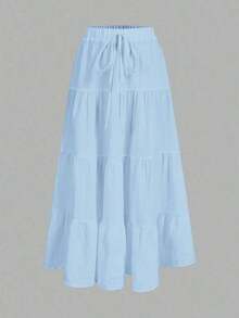 Women's Casual Summer Skirt, Multi-Layer, Candy Color, For Vacation - 賽萊斯特 - 查看 1