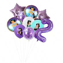 Official Licensed  Jasmine Princess Purple Theme Birthday Party Balloon Decoration Set, Purple Cartoon Pattern Foil Balloons, 32 Inch Purple Number 1-9 Foil Balloons, Happy Birthday Balloon Set, Suitable For Birthday Growth Ceremony Party Wall Decor Background, Balloon Set Decoration Supplies - View 20