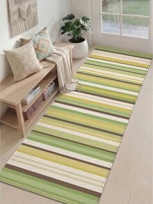 1pc Vintage Durable Rainbow Striped Runner Rug, Suitable For Bedroom, Kitchen, Bathroom, Outdoor, Hallway, Living Room, Machine Washable, Easy To Clean Entryway Mat - Multicolor - View 6