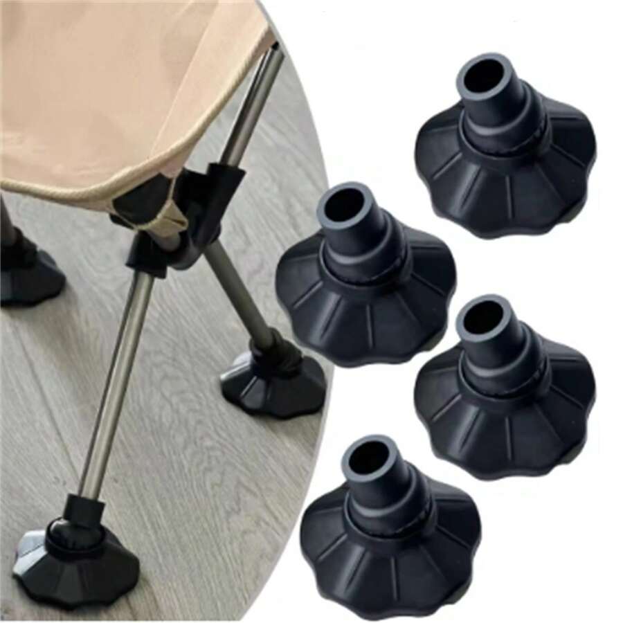 4Pcs Frog Flippers Anti Sink Table Feet Covers Foldable Camping Table Leg Pads Non Slip Wear Resistant Outdoor Camping Furniture Foot Protector - Black - View 1