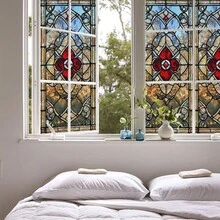 1/4pcs Colorful Floral Pattern Glass Window Film, Retro Static Cling Privacy Glass Sticker, Removable Decorative Sticker For Home, Living Room, Bathroom, Office - Retro Floral Window Stickers - View 10
