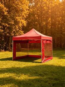 1件防風遮陽棚側壁，尺寸：2x3m/6.6x10ft，快速安裝，透明窗設計，防水牛津布，UPF 50+ 防曬，不含框架和頂棚 - 紅色 - 查看 5