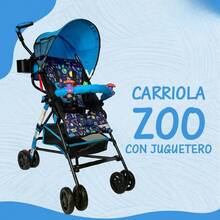 Zoo Design Umbrella Stroller With Toy Storage, Black Chassis, Blue Color - 藍色的 - 查看 2