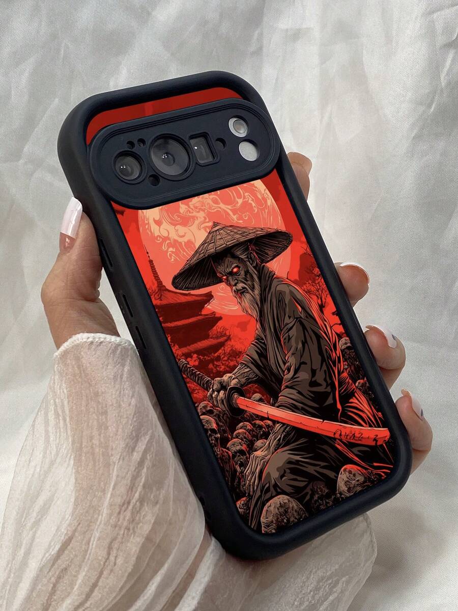 NR178 侍の戦士 赤い風景,対応するPixel 10 9 8 Pro 9A 8A ケース、対応するiPhone17 16 15 14 13 12 11 Pro Max 7 8 16 15 14 Plus 16e 17e 17 Air ケース、フルカメラ保護ソフト TPU ケース、キャンディカラーエンジェルアイラダーマットシリコン肌に優しいタッチフォンケースカバー（女性＆女の子向け） - ブラック - チェックする 1