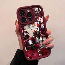Tema del bufón Pierrot rojo, negro y blanco.funda de teléfono Fundas compatibles con ,Apple,VIVO,OPPO,,, y Honor.Fabricadas en silicona TPU,ofrecen protección contra golpes y caídas.regalos para mamá - Burdeos - Ver 3