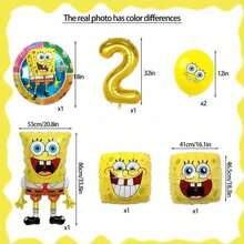 SpongeBob SquarePants Globos de números dorados del 1 al 9, personalizables, con globos con caras y redondos, adecuados para decoración de fiestas - Juego de globos de dibujos animados - Ver 22