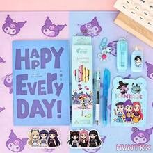 6pcs/Set Korean Cartoon Stationery Set, Including Themed Notebook, Pen And Accessories, Cute Student And Fan Essential School Supplies - Multicolor - View 9