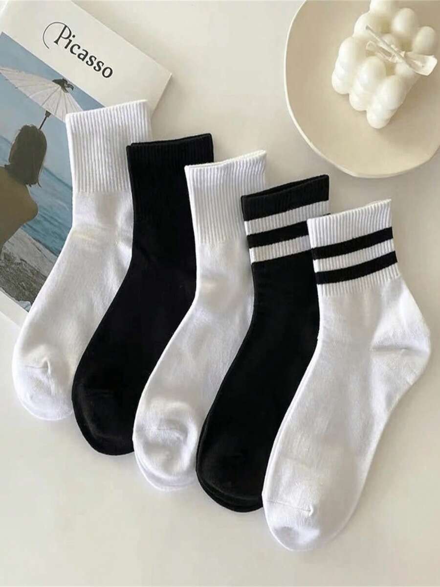 1/5 Đôi tất nữ, tất nam, tất cổ ngắn, tất bốt màu trắng, quần áo giá rẻ, phong cách Y2K, giày thể thao dễ thương, quà tặng. - Nhiều màu - Xem 1