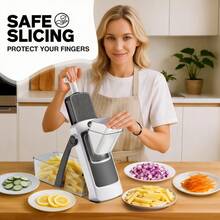 FollowBreak 2026 New Multifunctional Vegetable Slicer - Manual, Adjustable Thickness, Straight Blade Carrot Potato Cutter, Suitable For Home Cooking And Restaurants, Onion Chopper, Garlic Container Chopper - Multicolor - View 8