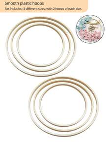 6pcs Bamboo-Style Craft Rings, Includes 15.5/19.5/23cm Multiple Sizes, Waterproof Reinforced Sturdy Structure, Lightweight Reusable Circular Frames, Suitable For Classroom DIY Projects, Dreamcatcher Handmade Crafts, Rope Weaving, Floral Art, Fabric Wrapping - Imitation Bamboo Single Ring - View 4