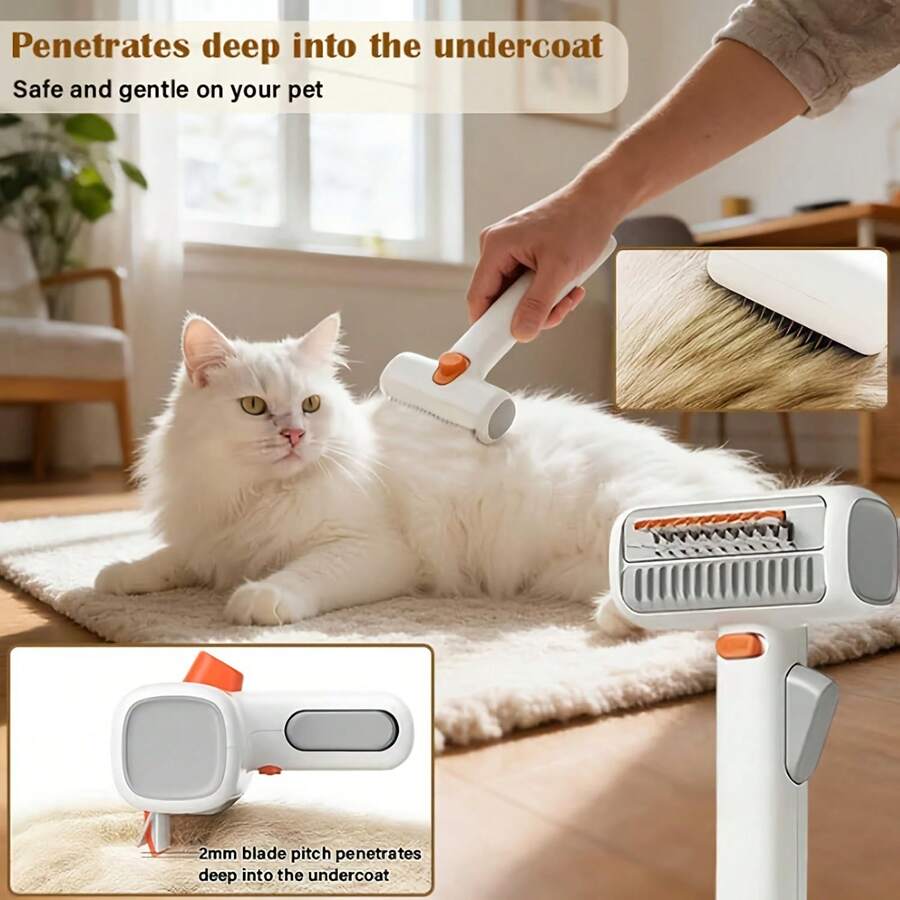 2-In-1 Cat Grooming Comb With Blade - Effortless Fur Removal For Cats & Dogs, Lockable Handle For Easy Use - Gravity 2-in-1 Detangling and Hair Removal Comb - View 1