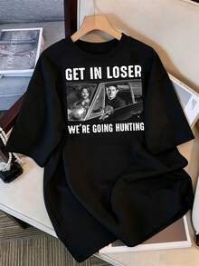 "Onward, Losers, We're Going Hunting" T-Shirt - Gifts For Fans Of The Film, Movie T-Shirt, Sam And Deans Winchester T-Shirt - Black - View 6