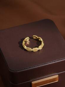 1pc Fashion Cubic Zirconia Asymmetrical Decorative Ring Bracelet Set - Gold - View 3