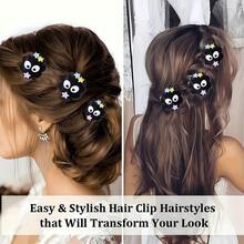 Small Coal Ball-Shaped Hair Clips, Women's Accessories, Hair Ornaments, Side Clips For Braids, Cute Style - màu đen - Xem 4