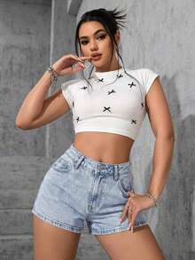 Shorts vaqueros de mujer casuales y versátiles para el uso diario, de verano - Lavado ligero - Ver 3