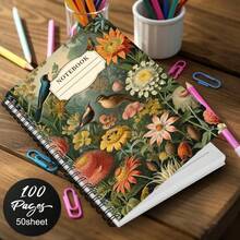 One Spiral Bound Notebook Decorated With Vibrant Floral And Bird Patterns, Suitable For Office, Study, Diary, Daily Lists, And Schedules, Makes A Great Gift For Friends And Colleagues - D - View 4