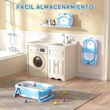 Portable Folding Baby Bathtub With Cushion And Built-In Thermometer - Celeste - View 8