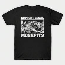 T-shirt unisex estiva a maniche corte in puro cotone, Supporta i Moshpit Locali - T-shirt a sostegno della musica locale di metamorfatic,,haut print - nero - Visualizzare 1