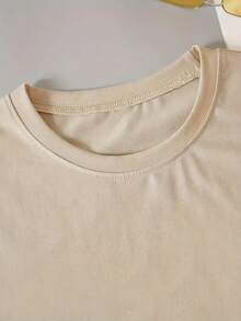 Camiseta Elegante de Manga Corta para Mujer con Estampado "Reading is My Favorite", Cuello Redondo, Cómoda, Suave, Transpirable, Nuevo Regalo Primavera/Verano, a la Moda para Viajes, Vacaciones, Uso Diario, Top Casual Versátil Vintage - Camiseta Unisex de Algodón Holgada de Manga Corta y Cuello Redondo Estilo Vintage Urbano - Albaricoque - Ver 3