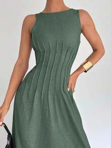 Women Midi Dresses - Army Green - View 6
