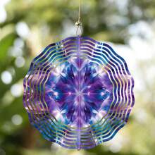 1 Set 3D Mandala Flower Hanging Spinner, Metal Garden Wind Chime With 360° Rotating Hook, For Garden & Yard Decor (Pendant Not Included), Random Style - A - View 8