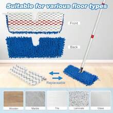 Flip Mop Set For O-Cedar Hardwood Floor More 3-Action Mop, 2PCS Double-Sided Mops Head, 2PCS Heavy Duty Frosted Pads And Mop Handle, Hardwood Floor Mops For Dry And Wet Use - Xám - Xem 5